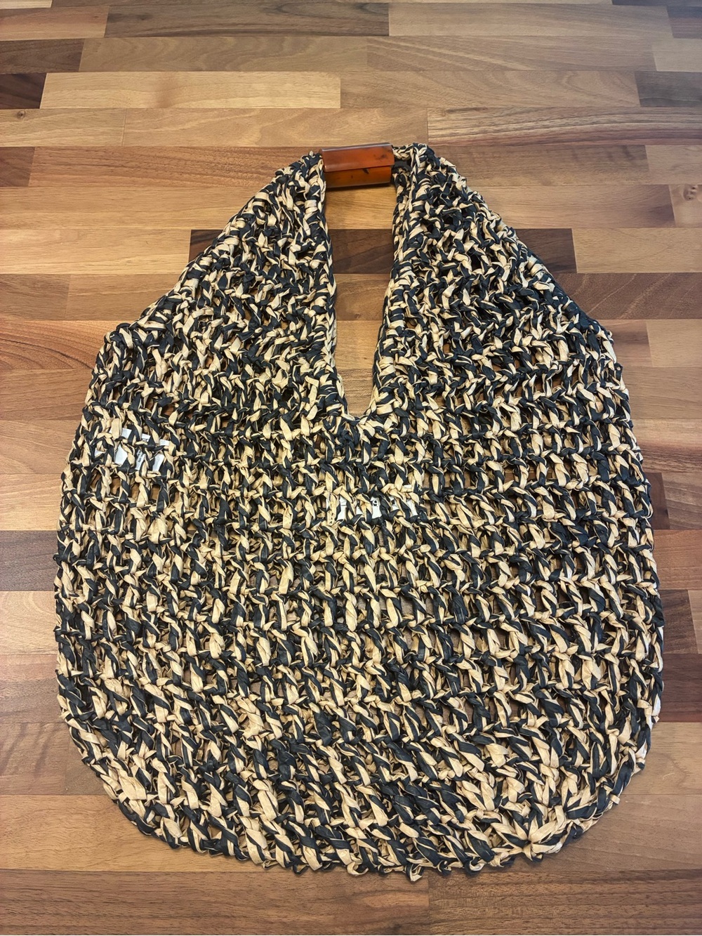 l*space Woven Black and Cream Shoulder Bag